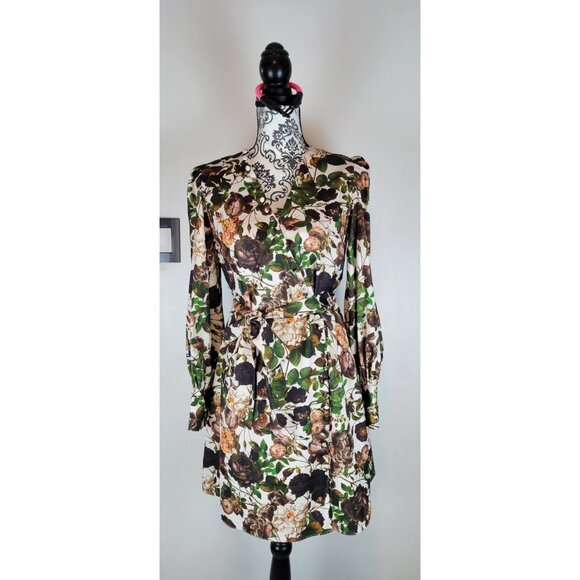 Alexia Admour Multicolor Mini Dress Floral V Neck Long Sleeve Size 4 - Picture 1 of 15